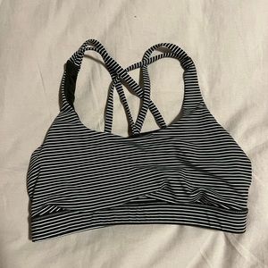 Green and white striped lululemon Energy Bra